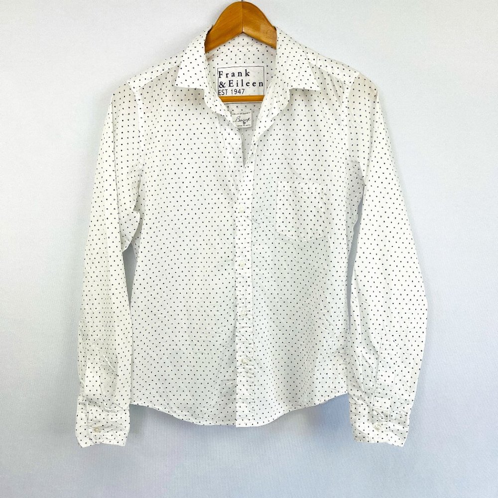 Frank & Eileen Barry White Printed Crinkle Shirt - Picture 1 of 12
